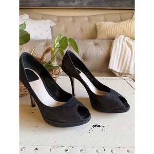 DIOR Platform Python Pumps Black Snakeskin Peep Toe Women's Size 38 Glam Heels